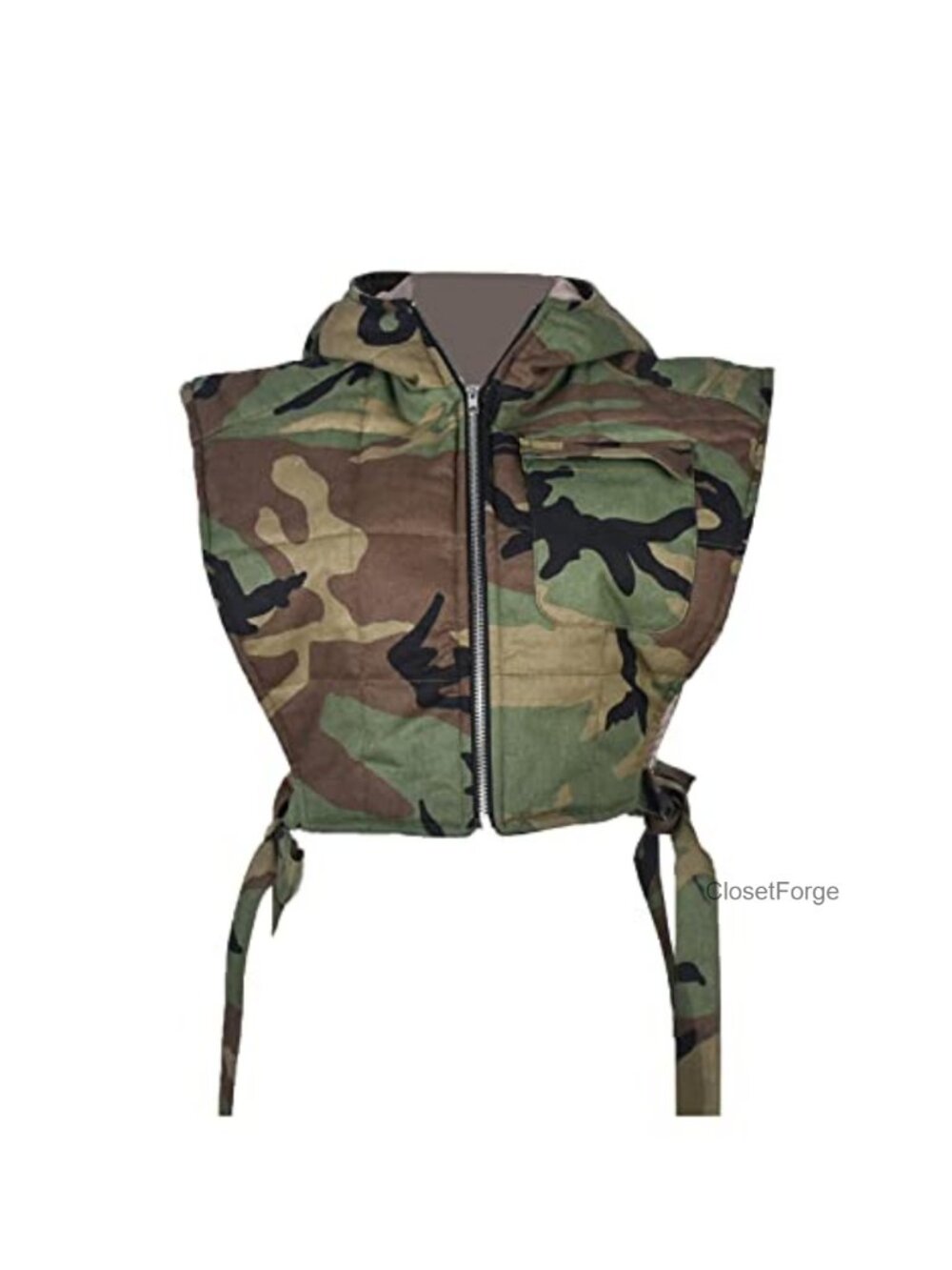 Y2K Cropped Puffer Vest Sleeveless Hooded Padded Jean Vest